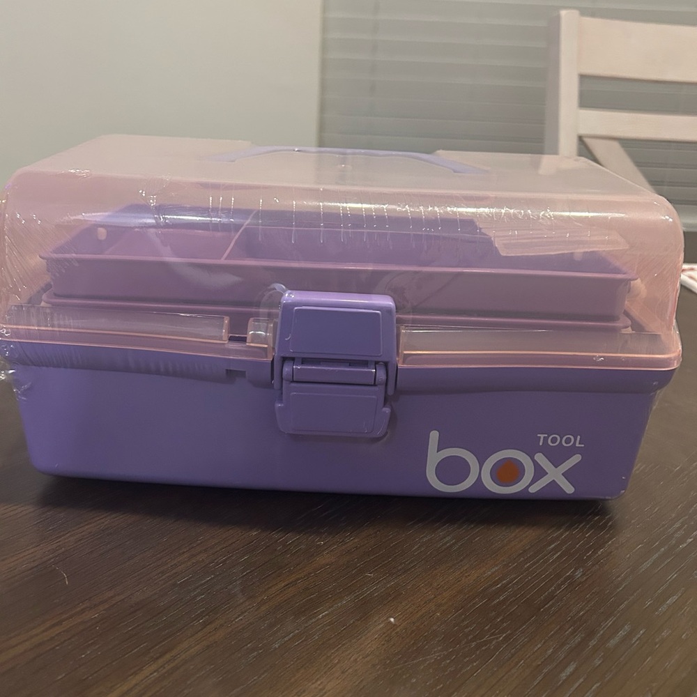 12” Three-Layer Clear Plastic Storage Box/cosmetic box (purple)